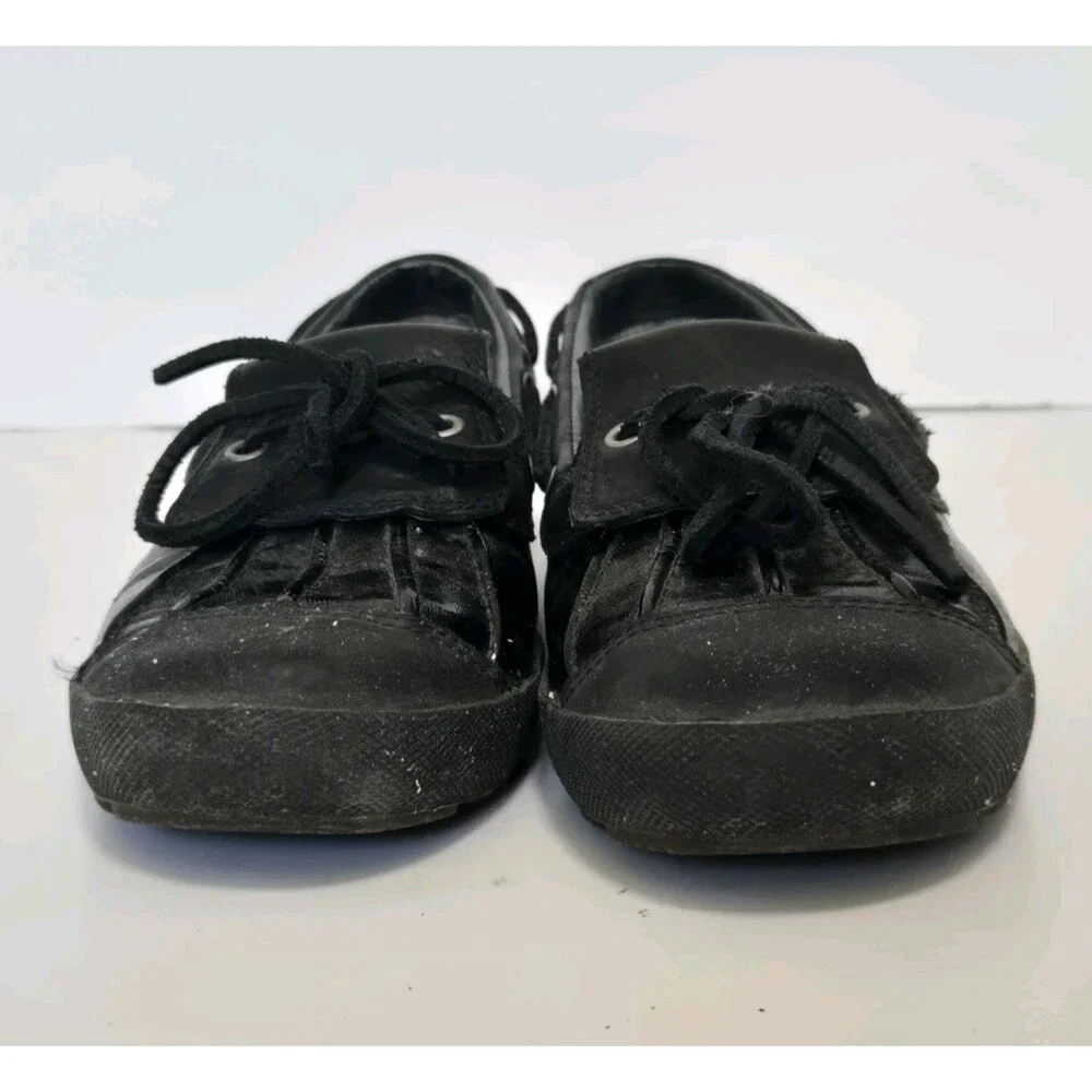 UGG Australia Shoes Womens 6.5 Black Patent Leather Shearling Duck Boat 1001768